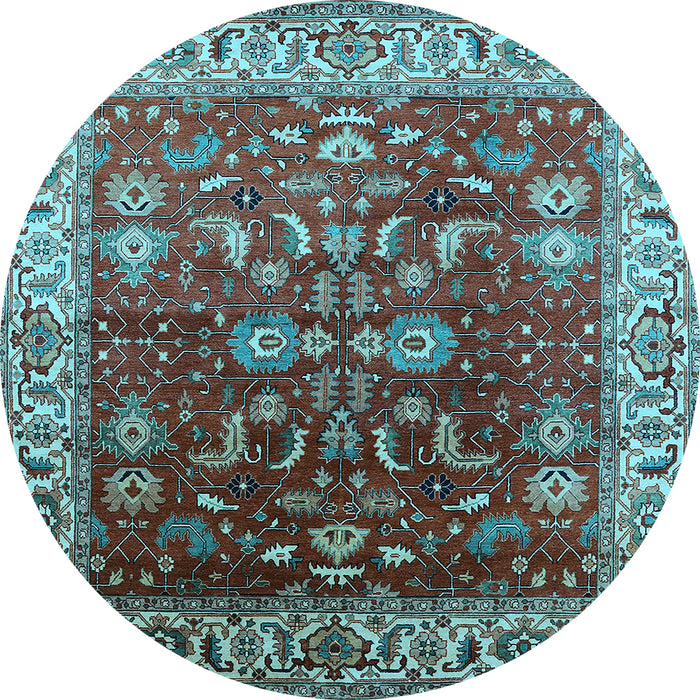 Round Oriental Light Blue Traditional Rug, urb2032lblu
