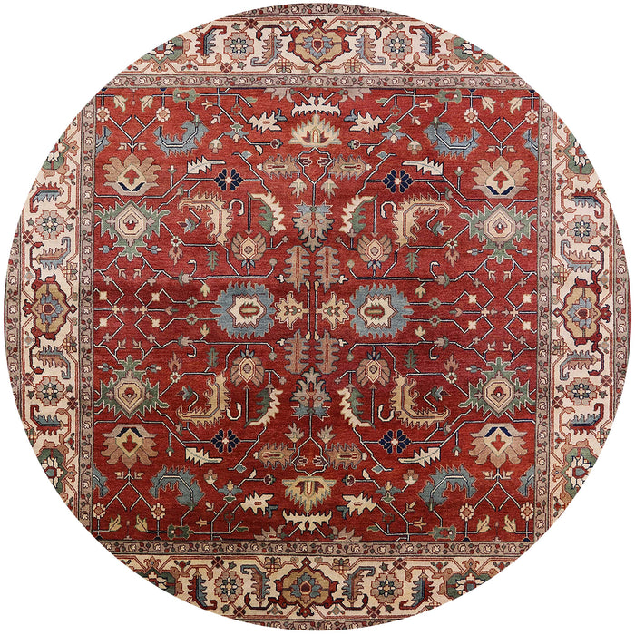 Round Machine Washable Industrial Modern Tomato Red Rug, wshurb2032