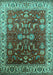 Machine Washable Oriental Turquoise Traditional Area Rugs, wshurb2032turq