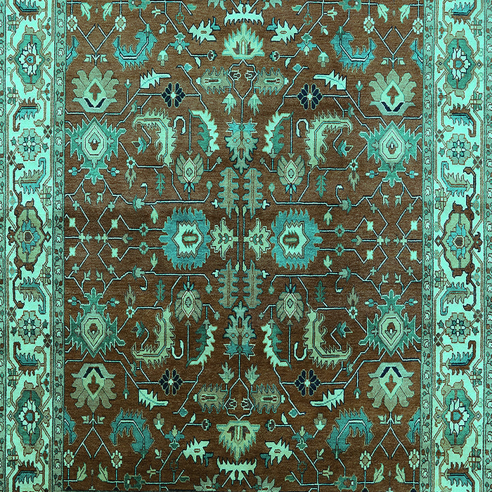 Machine Washable Oriental Turquoise Traditional Area Rugs, wshurb2032turq