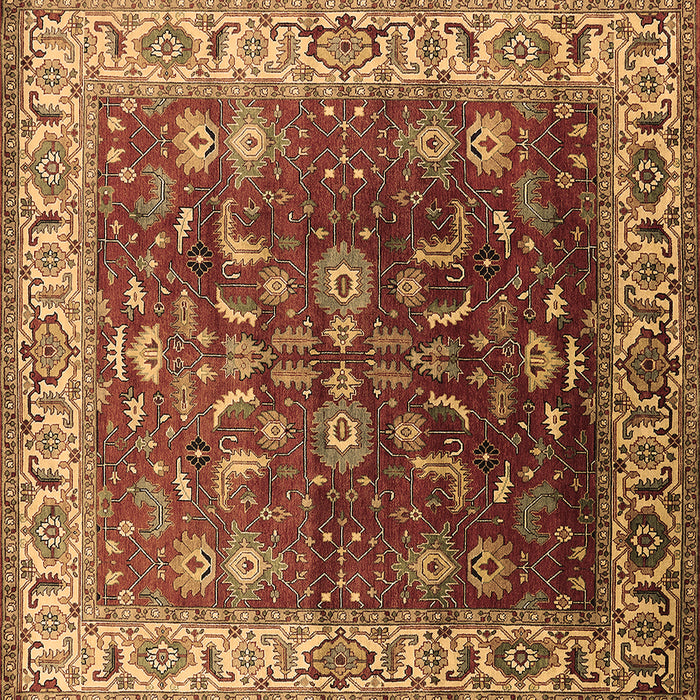 Square Oriental Brown Traditional Rug, urb2032brn