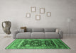 Machine Washable Oriental Emerald Green Traditional Area Rugs in a Living Room,, wshurb2033emgrn