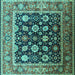 Square Oriental Turquoise Traditional Rug, urb2033turq