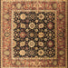 Square Oriental Brown Traditional Rug, urb2033brn
