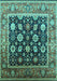 Machine Washable Oriental Turquoise Traditional Area Rugs, wshurb2033turq