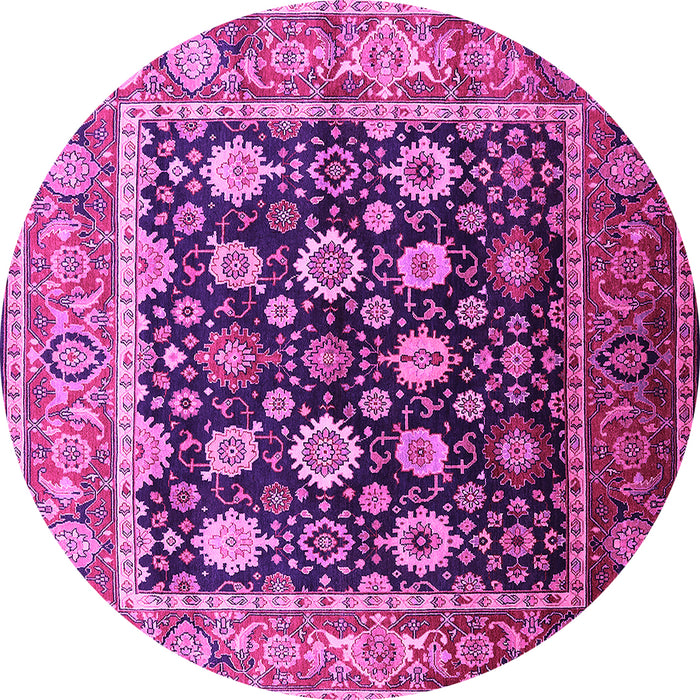 Round Oriental Pink Traditional Rug, urb2033pnk