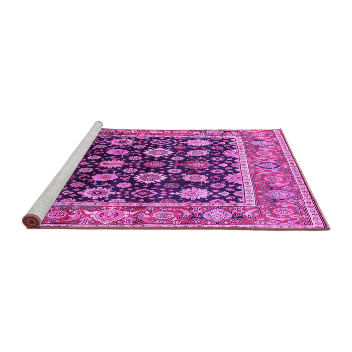 Sideview of Machine Washable Oriental Pink Traditional Rug, wshurb2033pnk