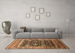 Machine Washable Oriental Brown Traditional Rug in a Living Room,, wshurb2033brn