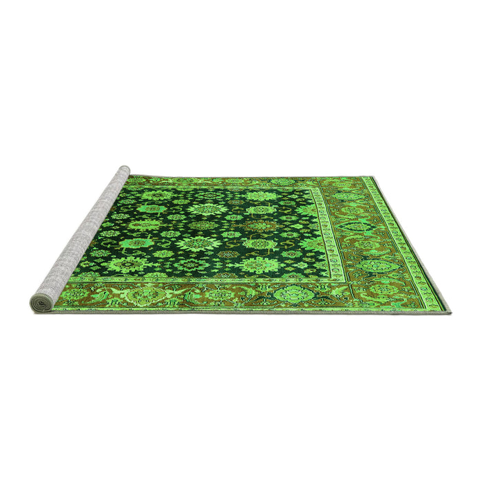Sideview of Machine Washable Oriental Green Traditional Area Rugs, wshurb2033grn