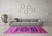 Machine Washable Oriental Pink Traditional Rug in a Living Room, wshurb2033pnk