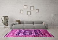 Machine Washable Oriental Pink Traditional Rug, wshurb2033pnk