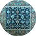 Round Oriental Light Blue Traditional Rug, urb2033lblu