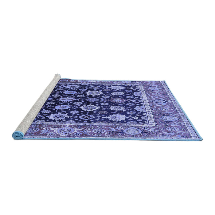 Sideview of Machine Washable Oriental Blue Traditional Rug, wshurb2033blu