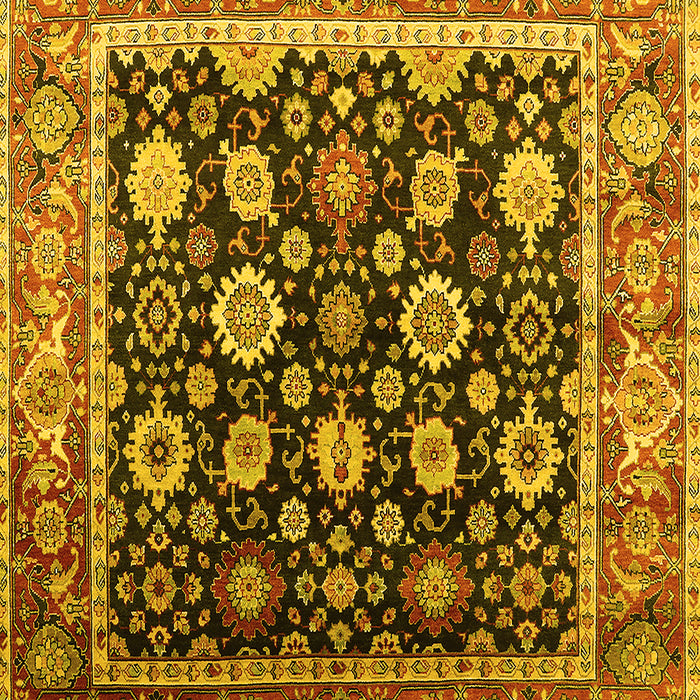 Machine Washable Oriental Yellow Traditional Rug, wshurb2033yw