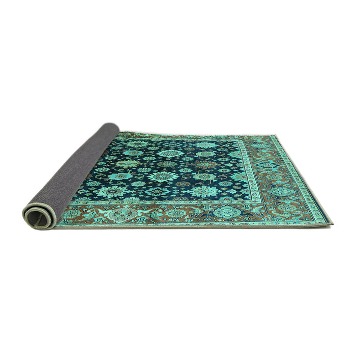 Sideview of Oriental Turquoise Traditional Rug, urb2033turq