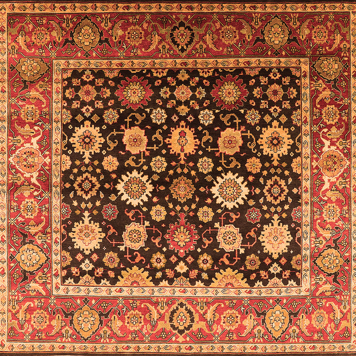 Square Oriental Orange Traditional Rug, urb2033org