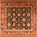 Square Oriental Orange Traditional Rug, urb2033org