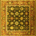 Square Machine Washable Oriental Yellow Traditional Rug, wshurb2033yw