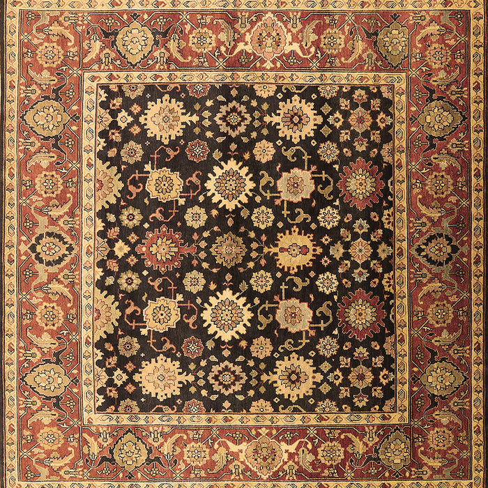 Square Machine Washable Oriental Brown Traditional Rug, wshurb2033brn