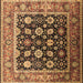 Square Machine Washable Oriental Brown Traditional Rug, wshurb2033brn