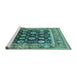 Sideview of Machine Washable Oriental Turquoise Traditional Area Rugs, wshurb2033turq