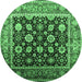 Round Oriental Emerald Green Traditional Rug, urb2033emgrn