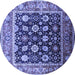 Round Machine Washable Oriental Blue Traditional Rug, wshurb2033blu