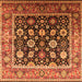 Square Machine Washable Oriental Orange Traditional Area Rugs, wshurb2033org