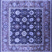 Square Machine Washable Oriental Blue Traditional Rug, wshurb2033blu