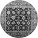 Round Machine Washable Oriental Gray Traditional Rug, wshurb2033gry