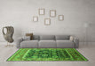 Machine Washable Oriental Green Traditional Area Rugs in a Living Room,, wshurb2033grn