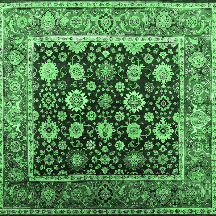 Square Machine Washable Oriental Emerald Green Traditional Area Rugs, wshurb2033emgrn