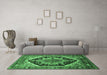 Machine Washable Geometric Emerald Green Traditional Area Rugs in a Living Room,, wshurb2034emgrn