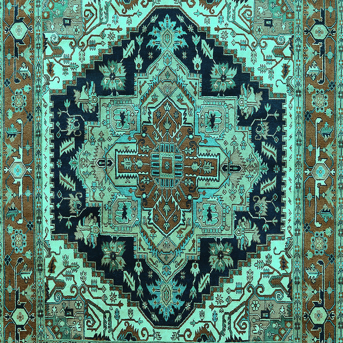 Geometric Turquoise Traditional Rug, urb2034turq