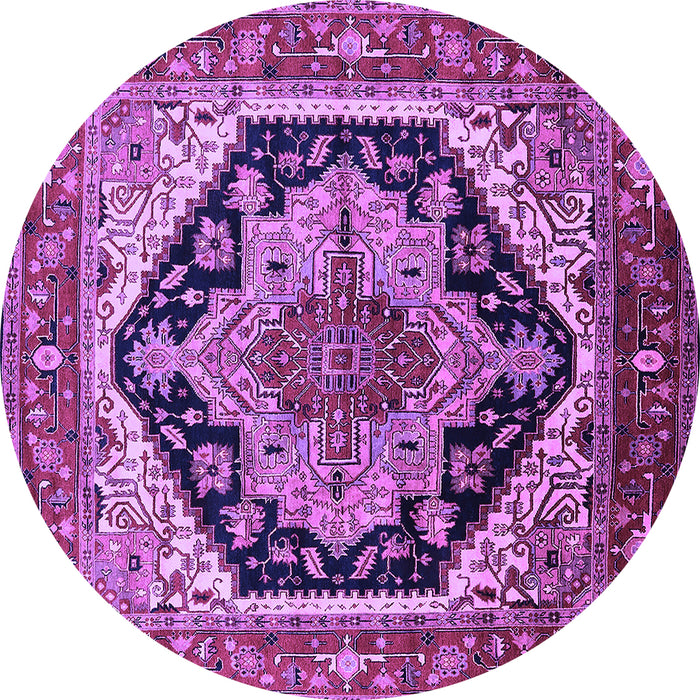 Round Geometric Purple Traditional Rug, urb2034pur