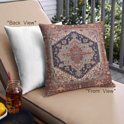 Front View of Mid-Century Modern Urban Square Camel Brown Throw Pillow, 18 inch by 18 inch, pwurb2034