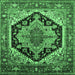 Square Geometric Emerald Green Traditional Rug, urb2034emgrn