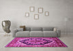 Machine Washable Geometric Pink Traditional Rug in a Living Room, wshurb2034pnk