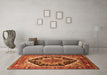 Machine Washable Geometric Orange Traditional Area Rugs in a Living Room, wshurb2034org