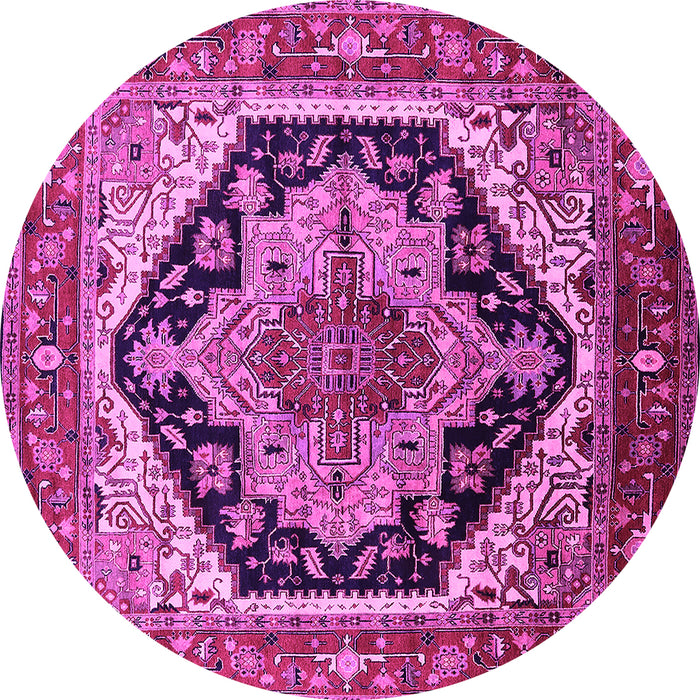 Round Geometric Pink Traditional Rug, urb2034pnk