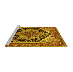 Sideview of Machine Washable Geometric Yellow Traditional Rug, wshurb2034yw