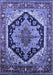 Machine Washable Geometric Blue Traditional Rug, wshurb2034blu