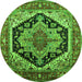 Round Geometric Green Traditional Rug, urb2034grn