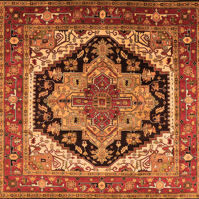 Square Machine Washable Geometric Orange Traditional Area Rugs, wshurb2034org