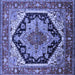 Square Machine Washable Geometric Blue Traditional Rug, wshurb2034blu