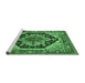 Sideview of Machine Washable Geometric Emerald Green Traditional Area Rugs, wshurb2034emgrn