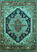 Machine Washable Geometric Turquoise Traditional Area Rugs, wshurb2034turq