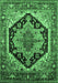 Machine Washable Geometric Emerald Green Traditional Area Rugs, wshurb2034emgrn