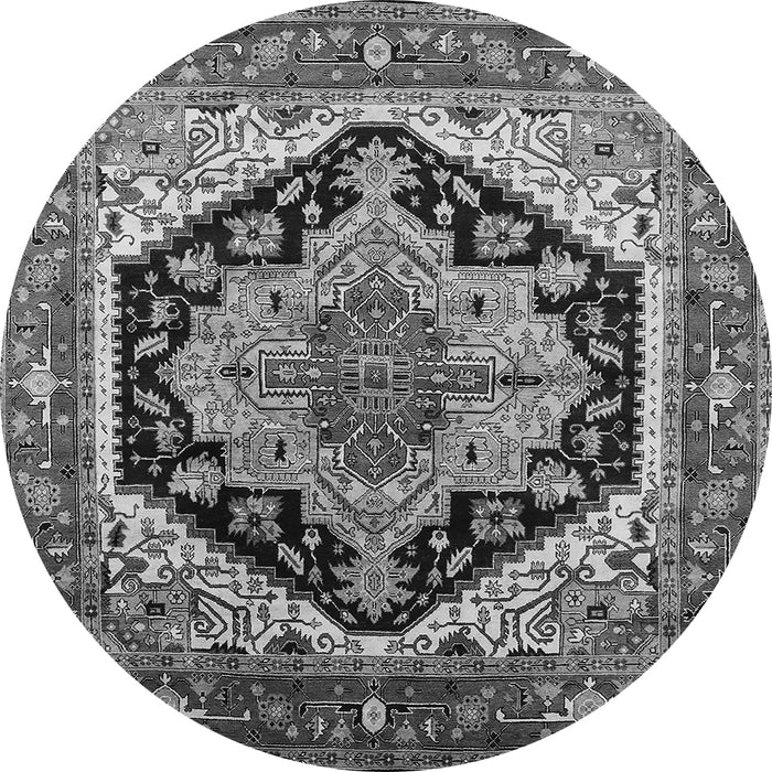 Round Machine Washable Geometric Gray Traditional Rug, wshurb2034gry