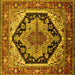 Square Machine Washable Geometric Yellow Traditional Rug, wshurb2034yw
